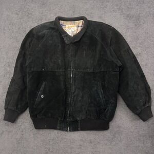 vintage 90s catamount mens western black leather jacket plaid lined size large